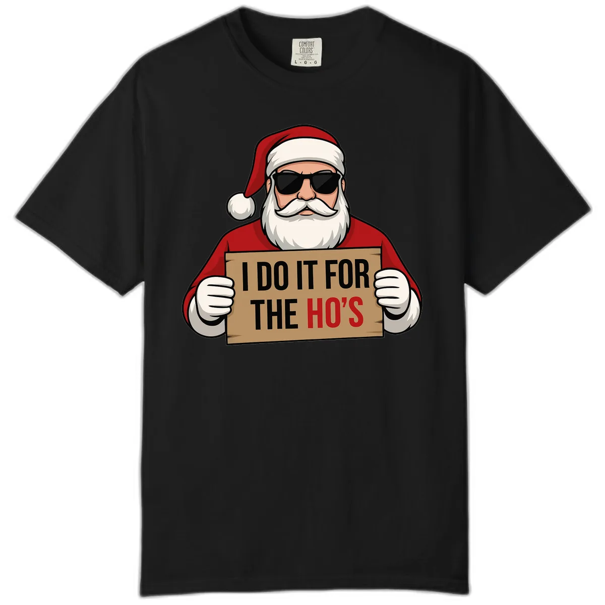 Santa Doing It For The Ho's Comfort Color in Black