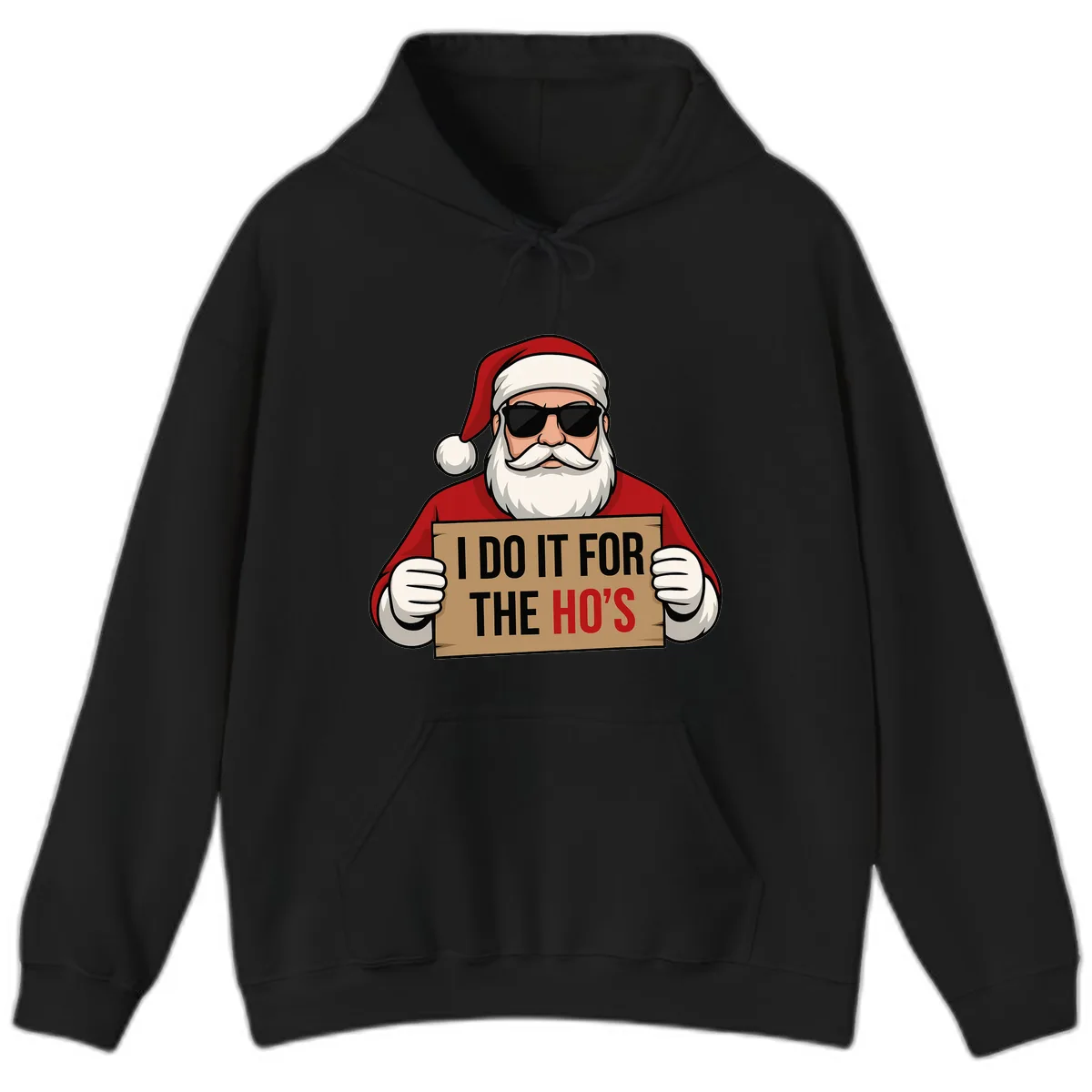 Santa Doing It For The Ho's Hoodie in Black