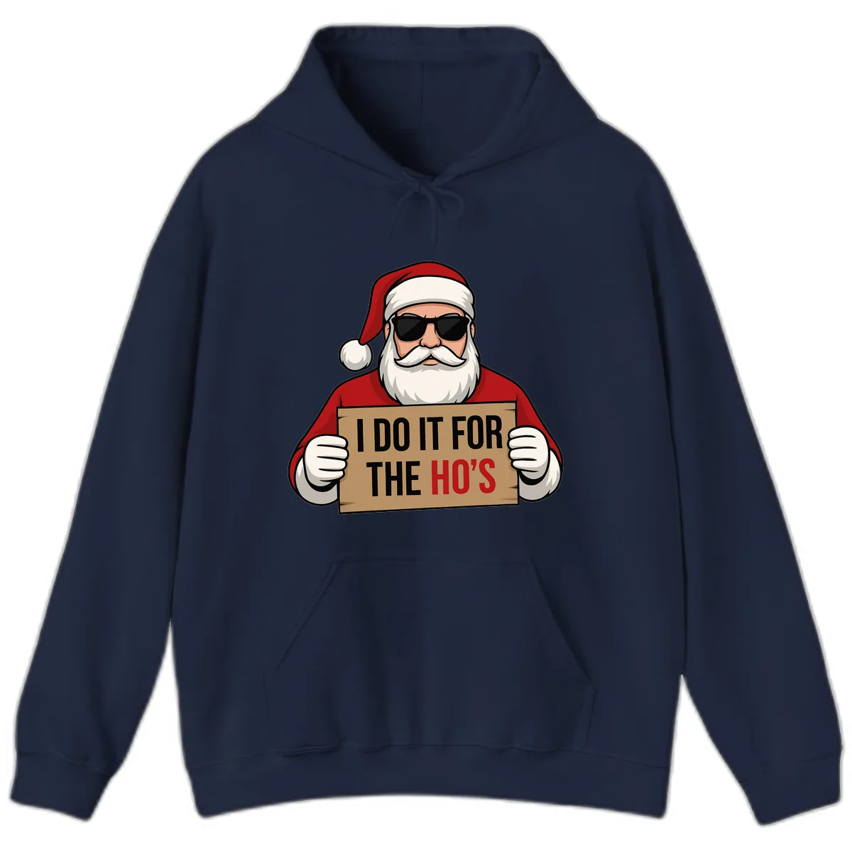 Santa Doing It For The Ho's Hoodie in Navy