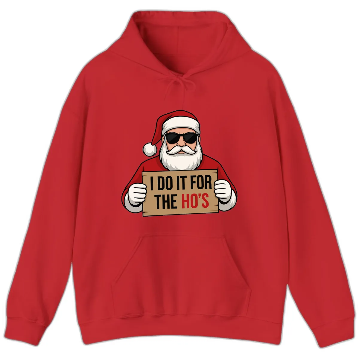 Santa Doing It For The Ho's Hoodie in Red