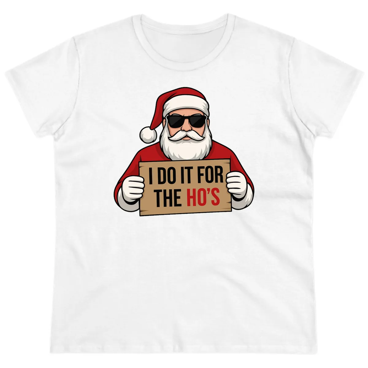 Santa Doing It For The Ho's Ladies Tee in White