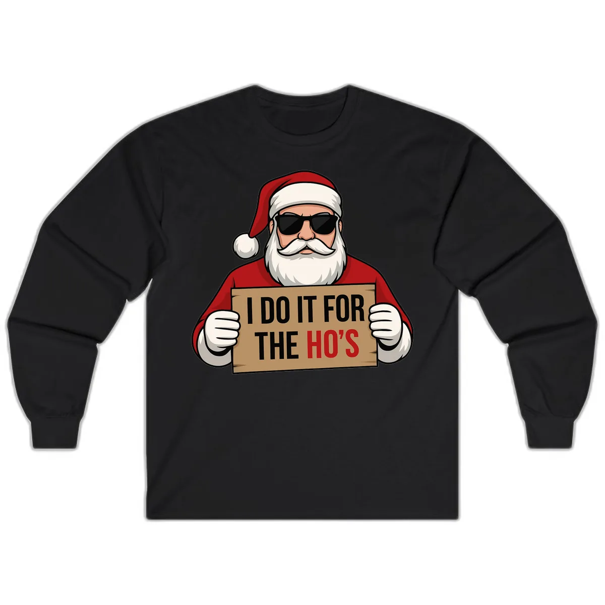 Santa Doing It For The Ho's Long Sleeve in Black