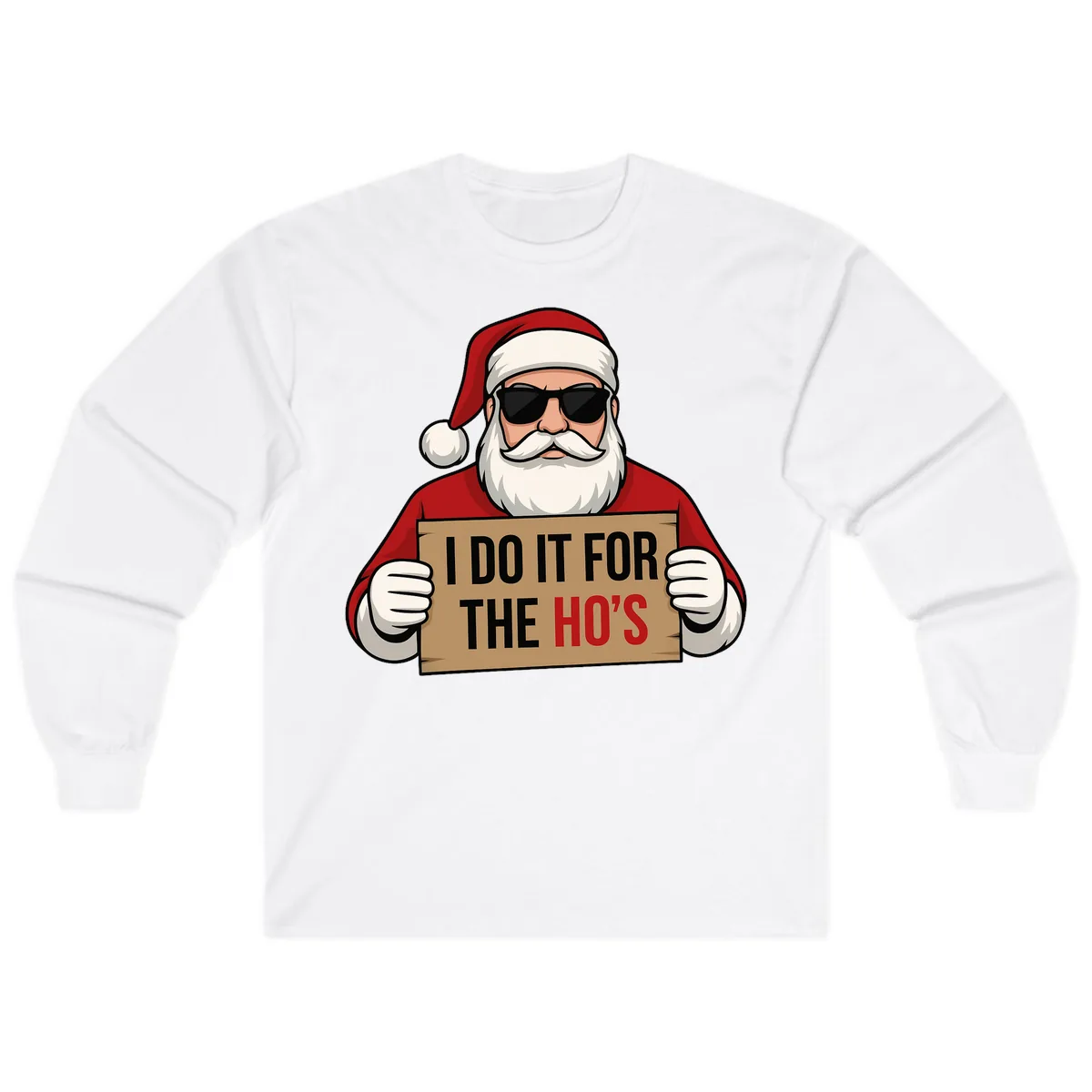 Santa Doing It For The Ho's Long Sleeve in White