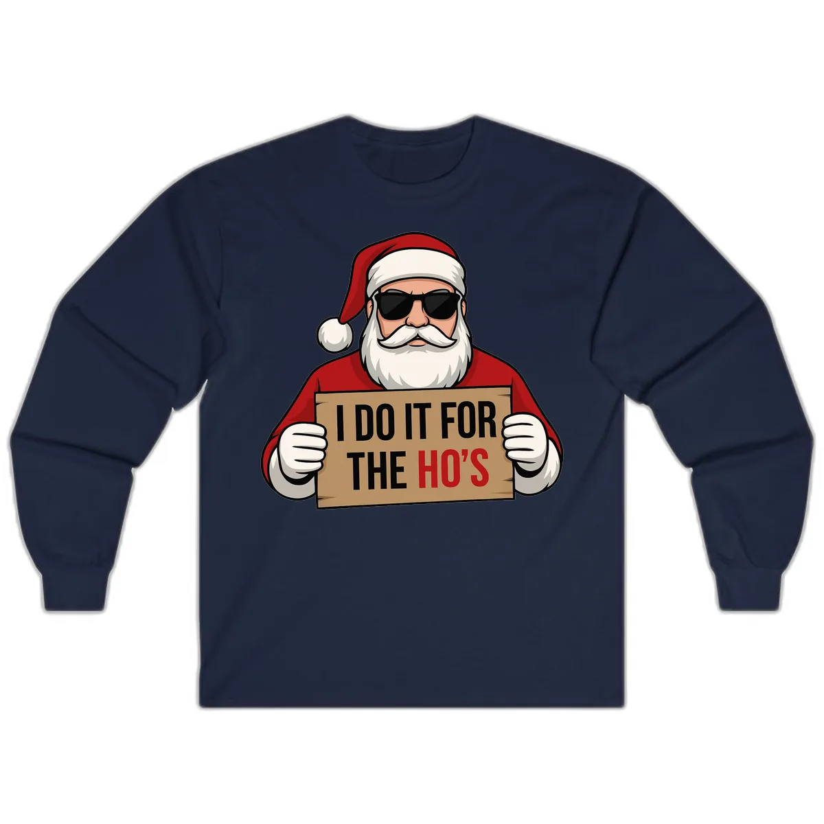 Santa Doing It For The Ho's Long Sleeve in Navy