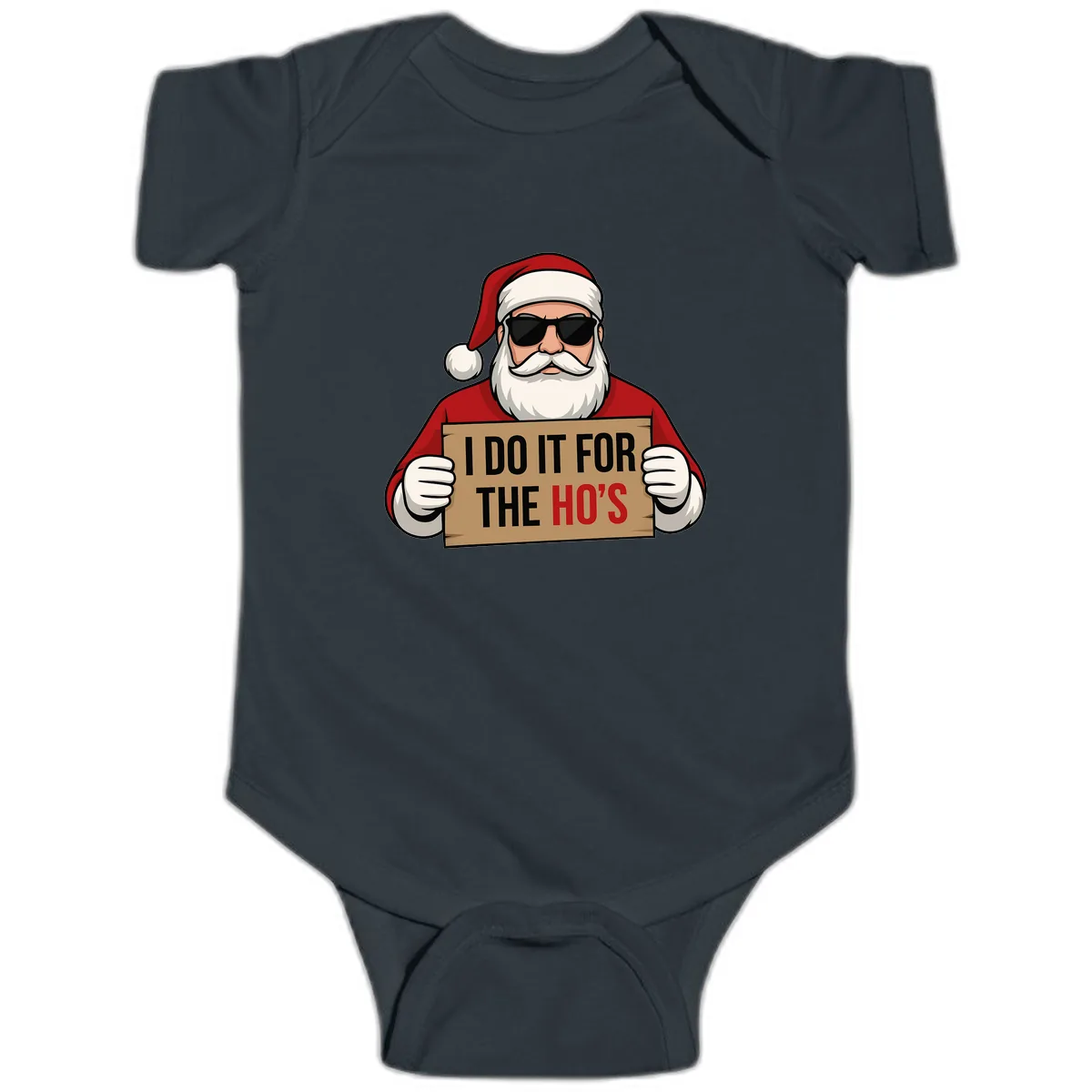 Santa Doing It For The Ho's Baby Onesie in Black