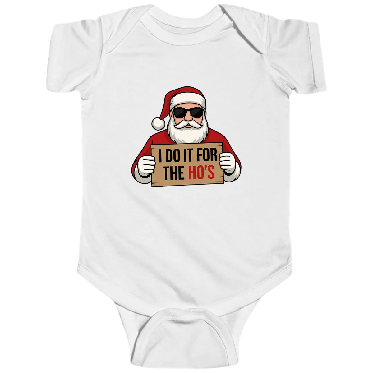 Santa Doing It For The Ho's Baby Onesie in White