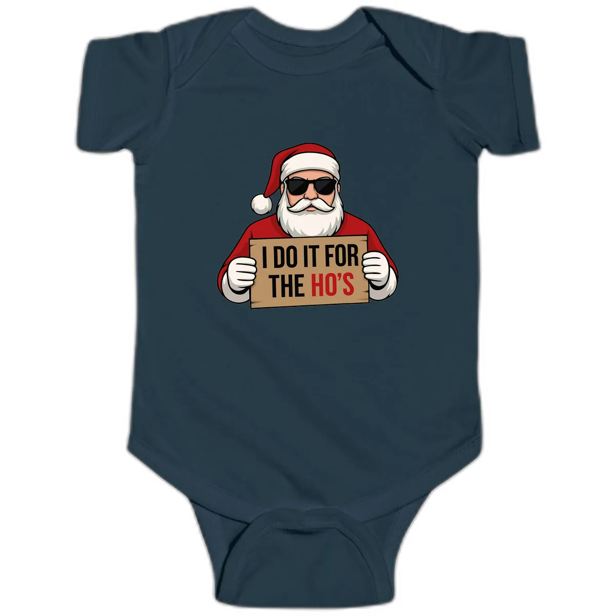 Santa Doing It For The Ho's Baby Onesie in Navy