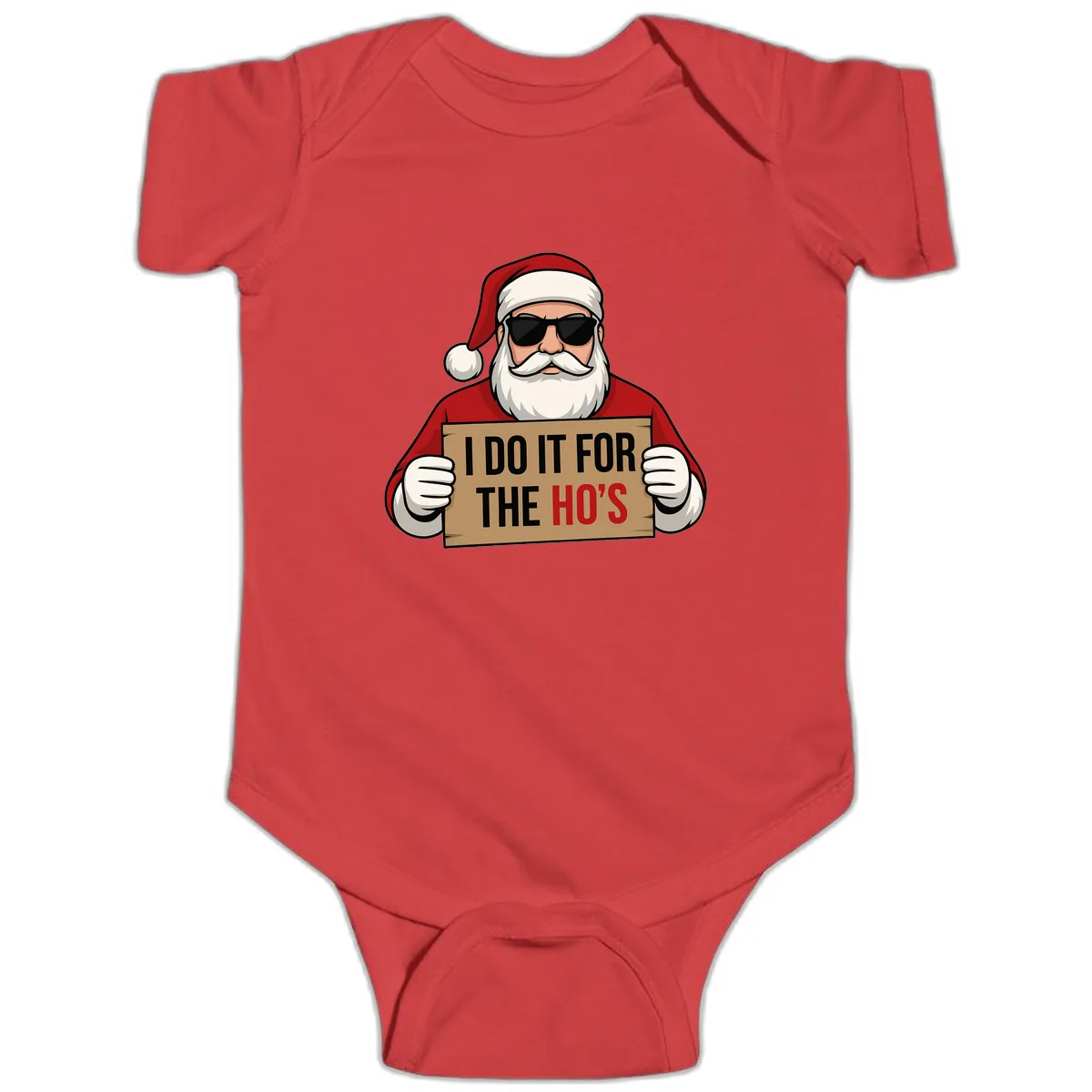 Santa Doing It For The Ho's Baby Onesie in Red