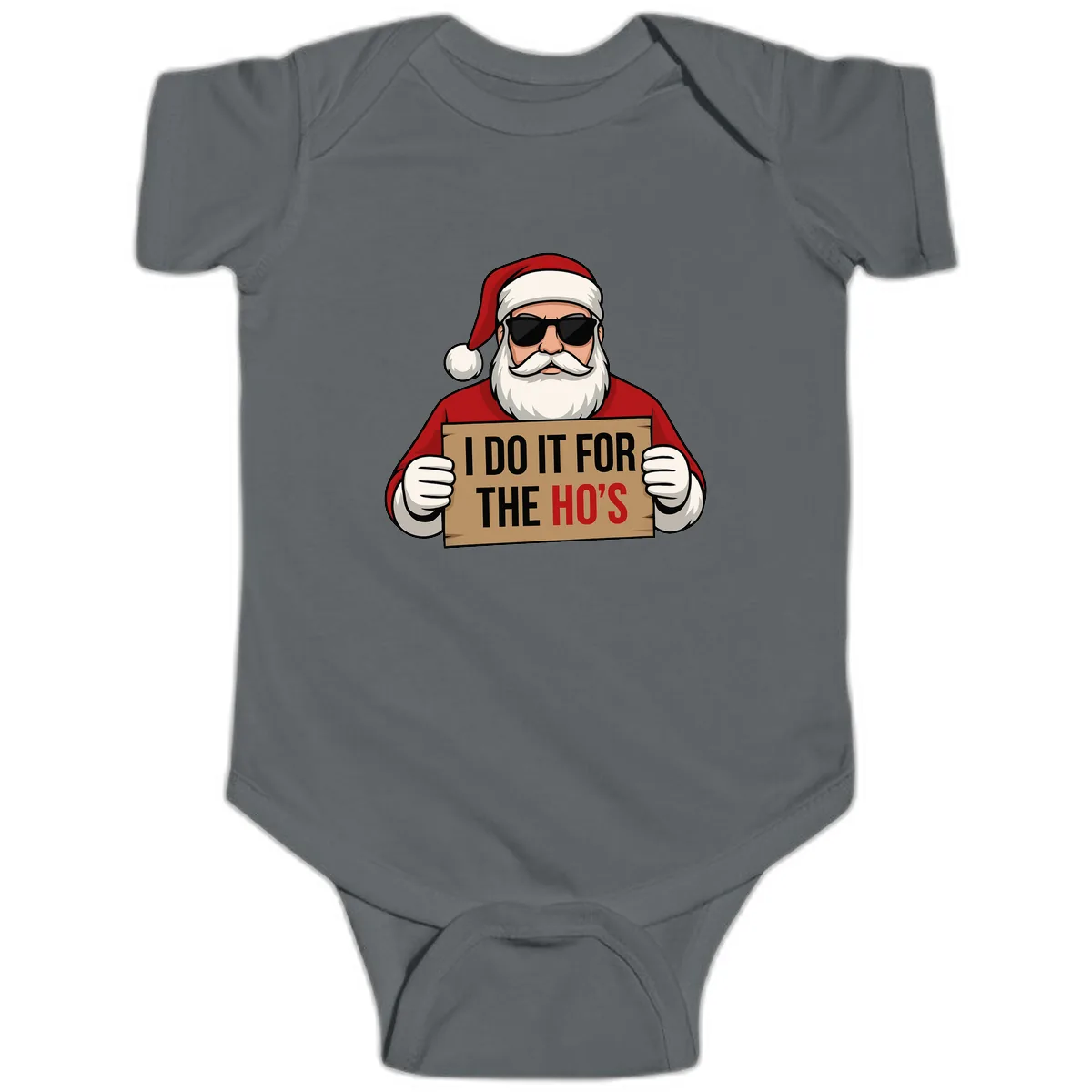 Santa Doing It For The Ho's Baby Onesie in Charcoal