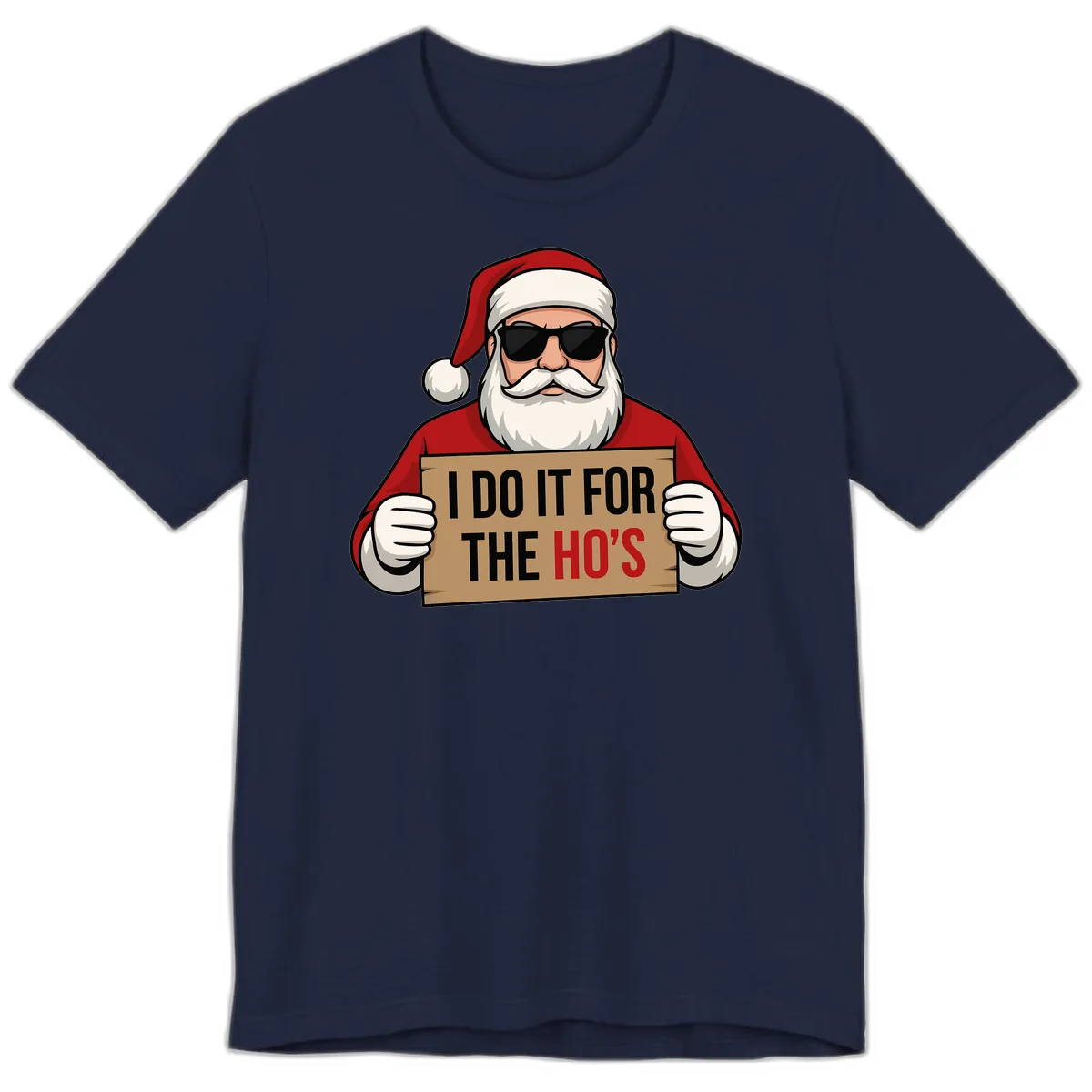 Santa Doing It For The Ho's Premium T-Shirt in Navy