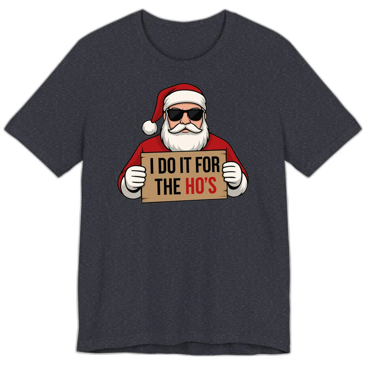 Santa Doing It For The Ho's Premium T-Shirt in Heather Navy