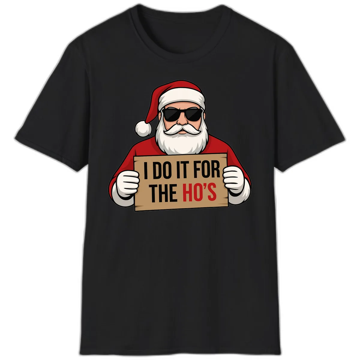 Santa Doing It For The Ho's T-Shirt in Black