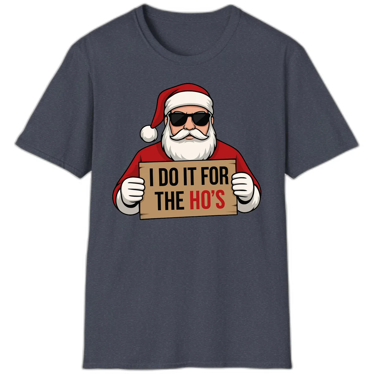 Santa Doing It For The Ho's T-Shirt in Heather Navy