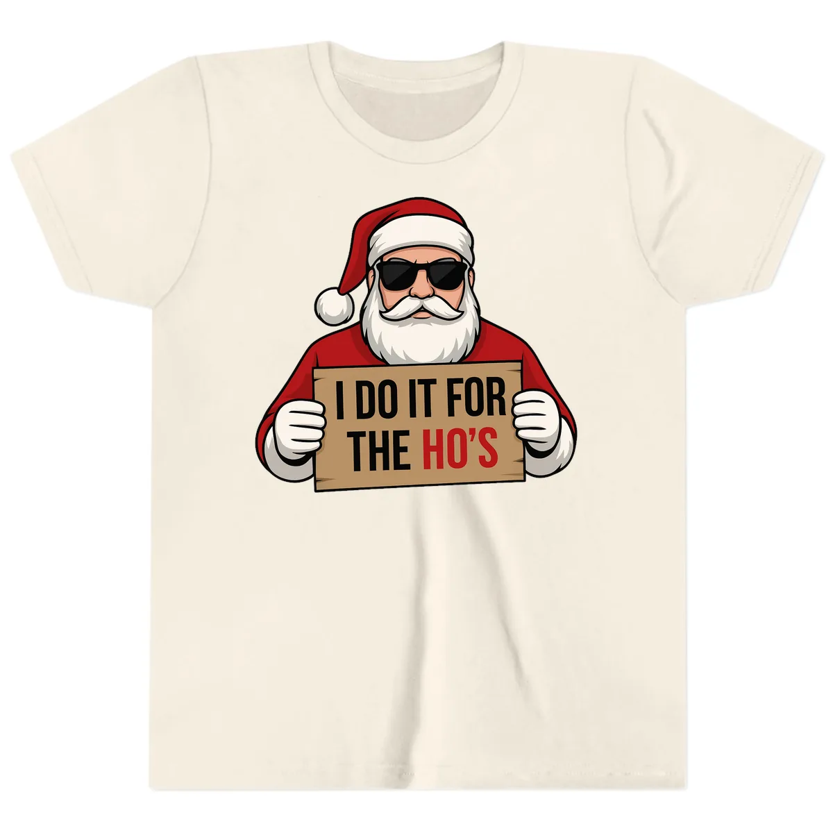Santa Doing It For The Ho's Youth T-Shirt in Natural