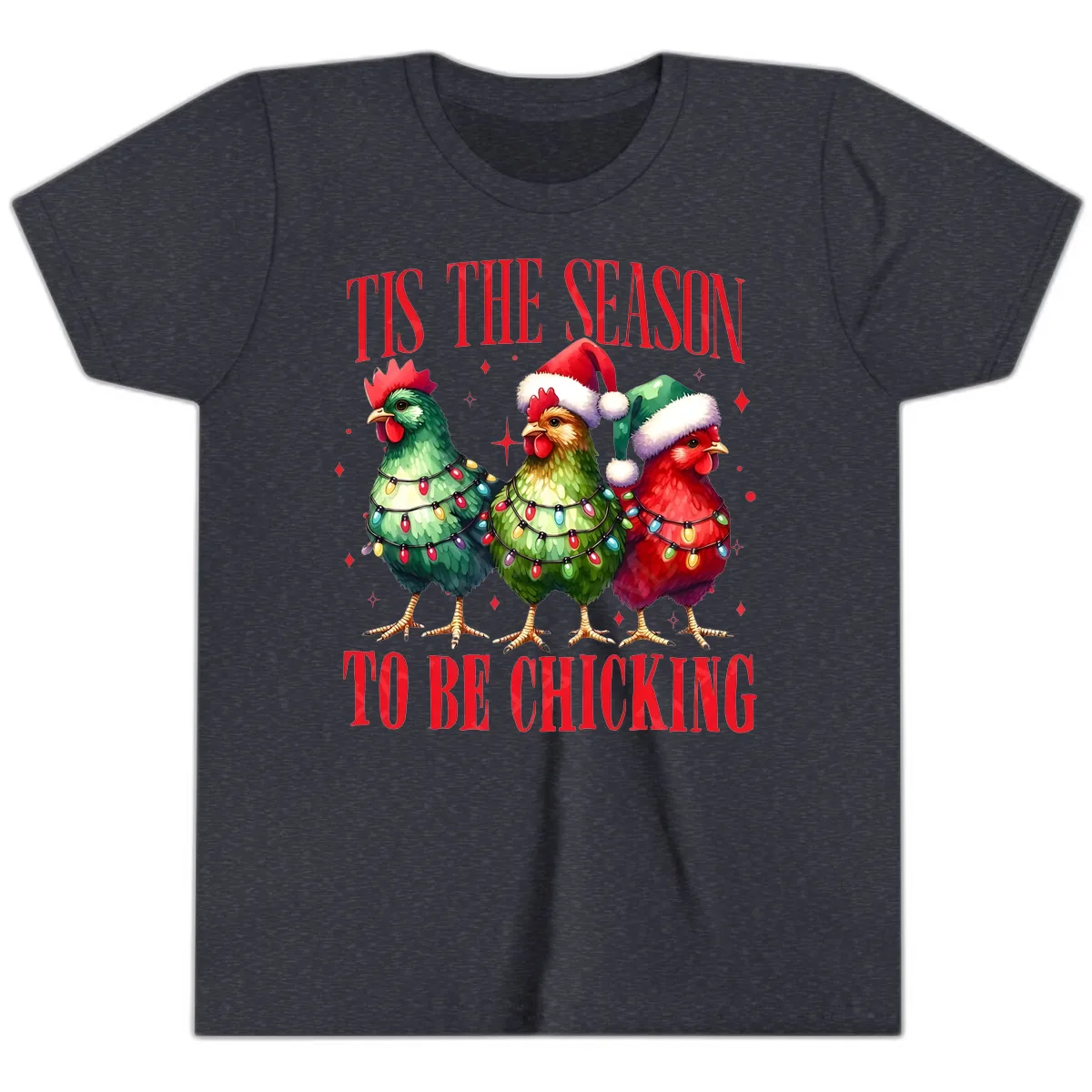Tis The Season To Be Chicking Holiday Design Youth T-Shirt in Heather Navy