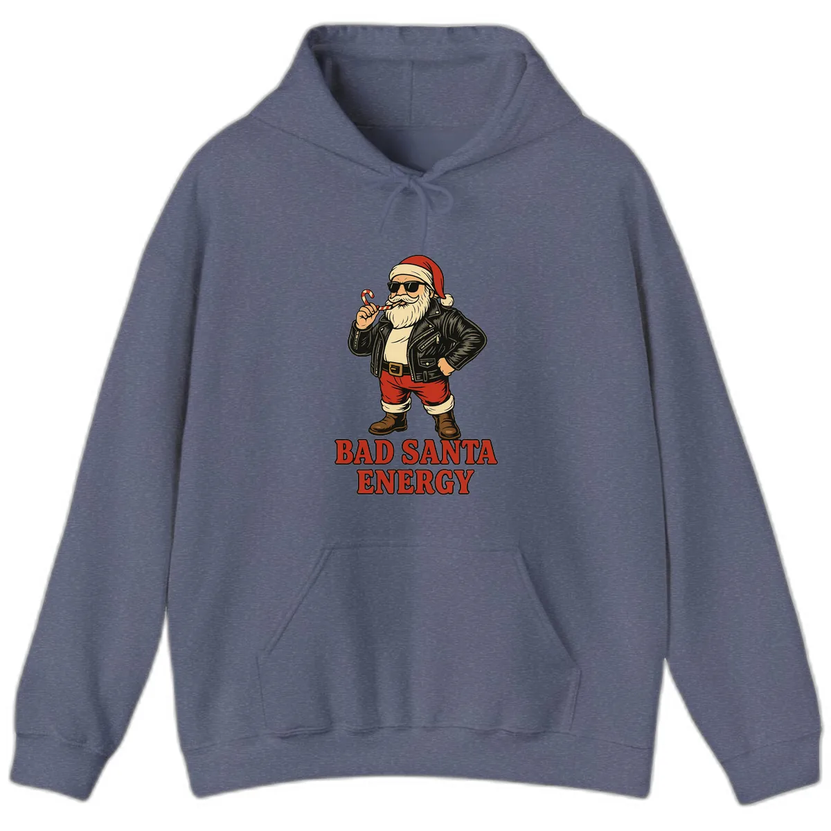 Bad Santa Energy Graphic Hoodie in Heather Navy