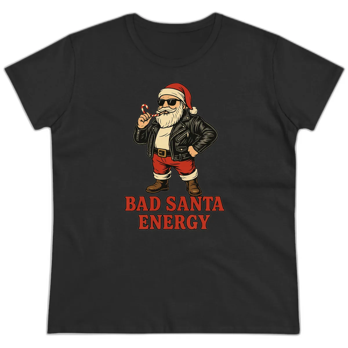 Bad Santa Energy Graphic Ladies Tee in Black