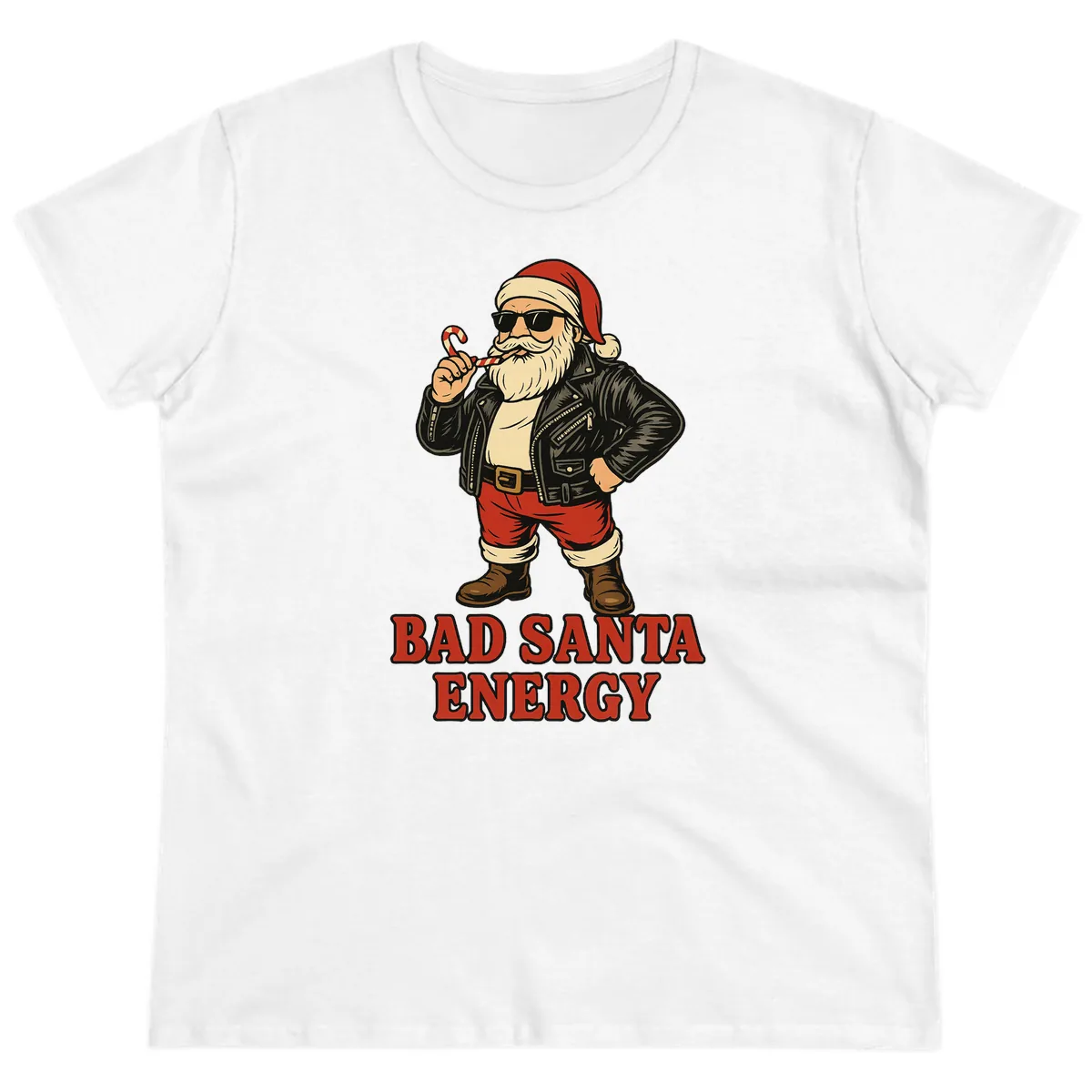 Bad Santa Energy Graphic Ladies Tee in White