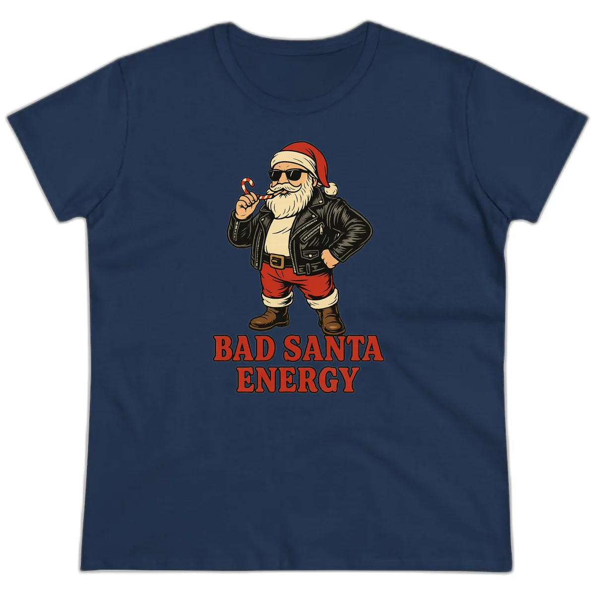 Bad Santa Energy Graphic Ladies Tee in Navy