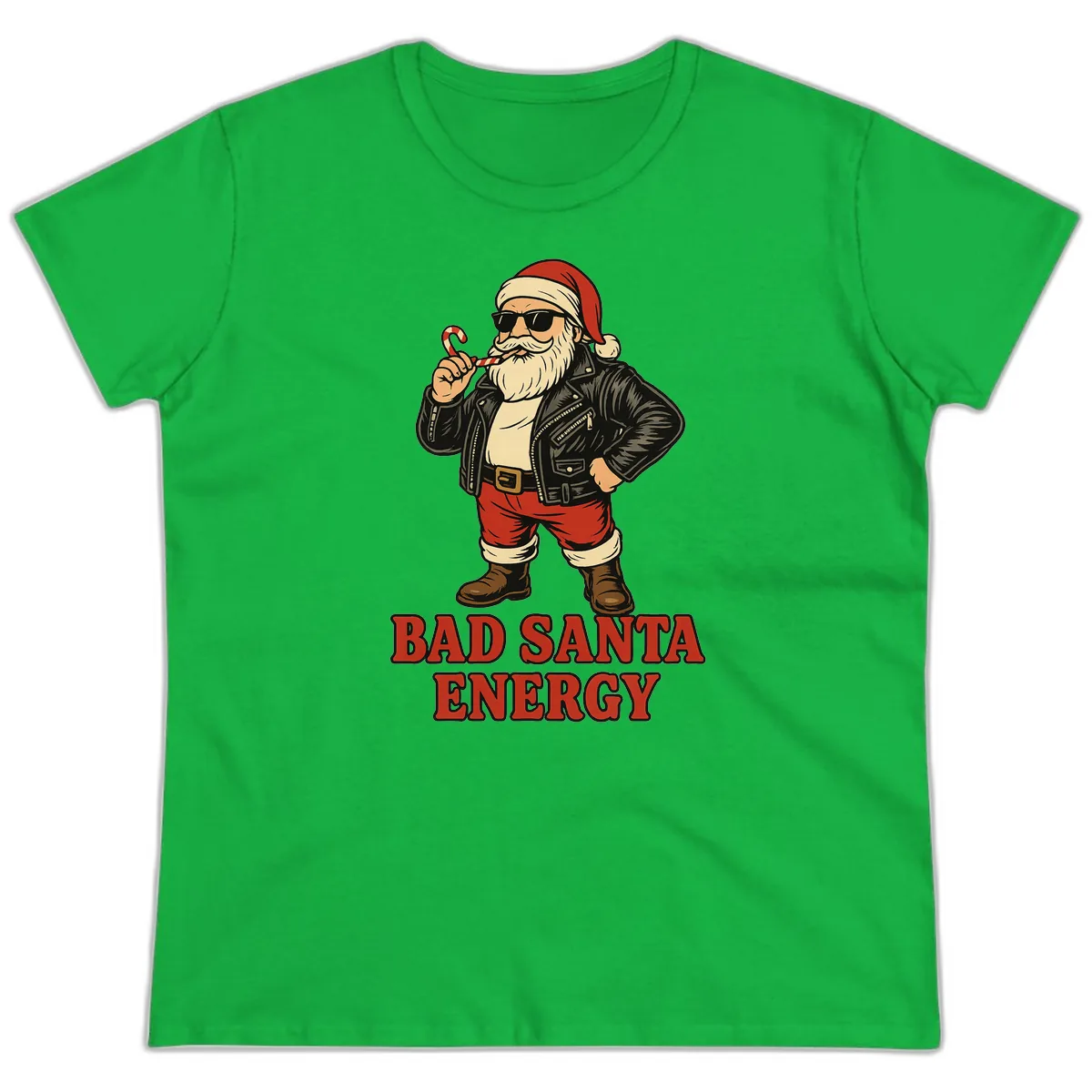 Bad Santa Energy Graphic Ladies Tee in Irish Green