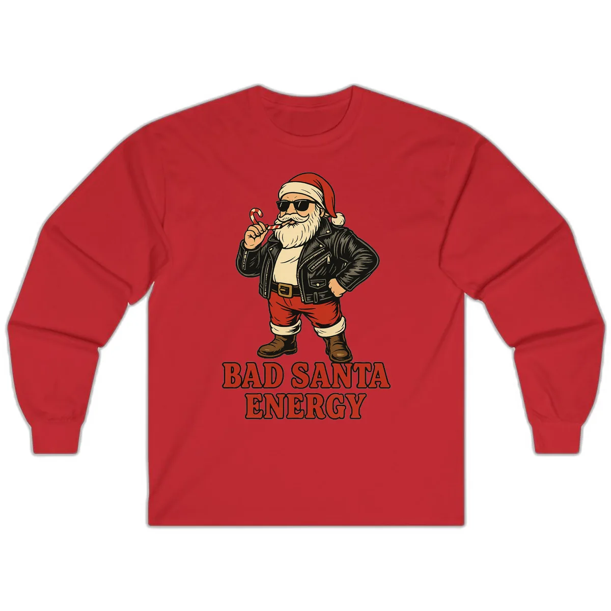 Bad Santa Energy Graphic Long Sleeve in Red