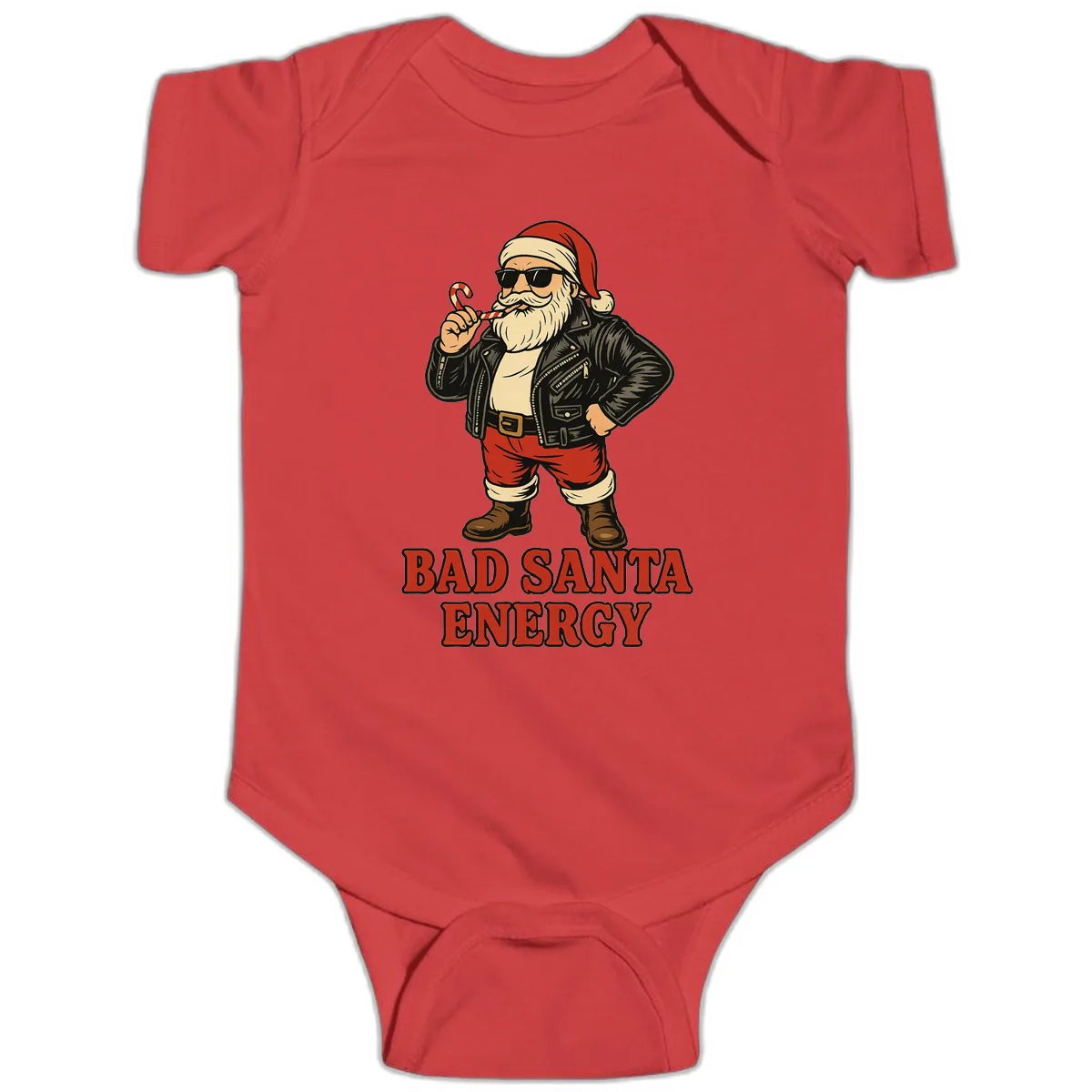 Bad Santa Energy Graphic Baby Onesie in Red