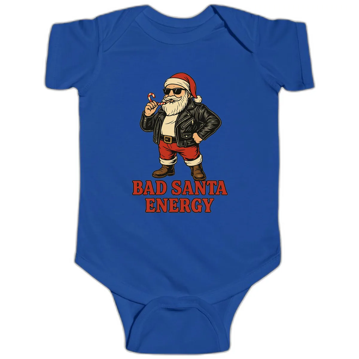 Bad Santa Energy Graphic Baby Onesie in Royal