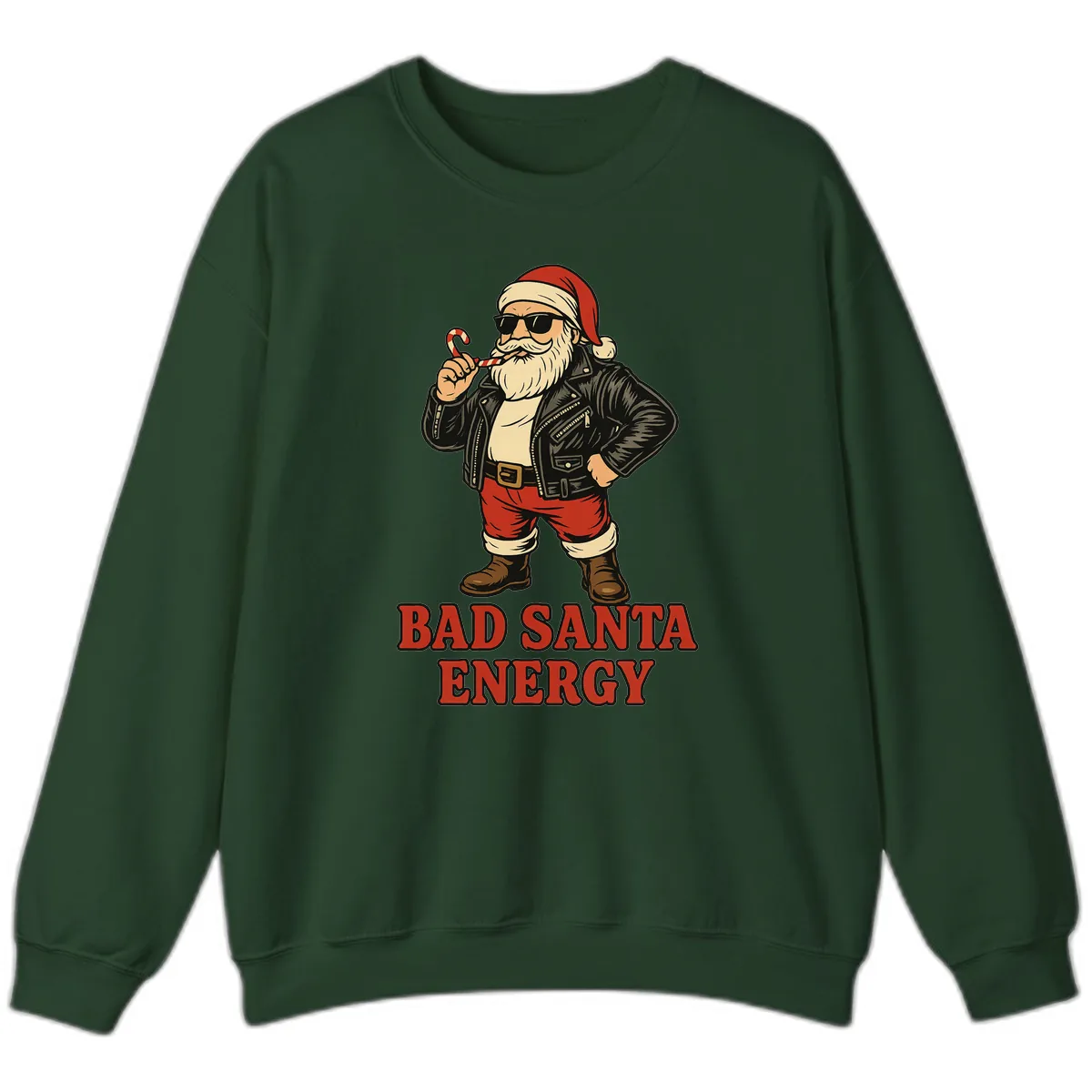 Bad Santa Energy Graphic Sweatshirt in Forest Green