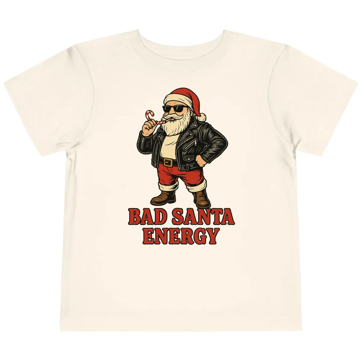Bad Santa Energy Graphic Toddler T-Shirt in Natural