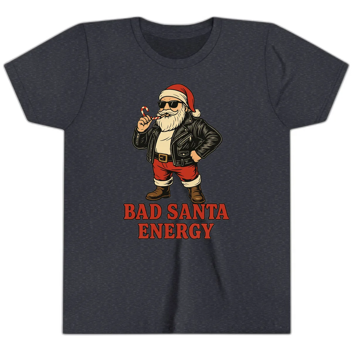 Bad Santa Energy Graphic Youth T-Shirt in Heather Navy