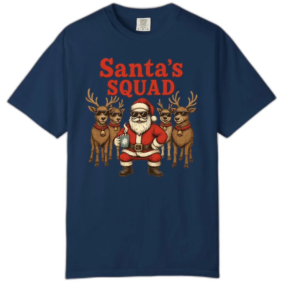 Santa's Cool Squad Holiday Graphic Comfort Color in Navy