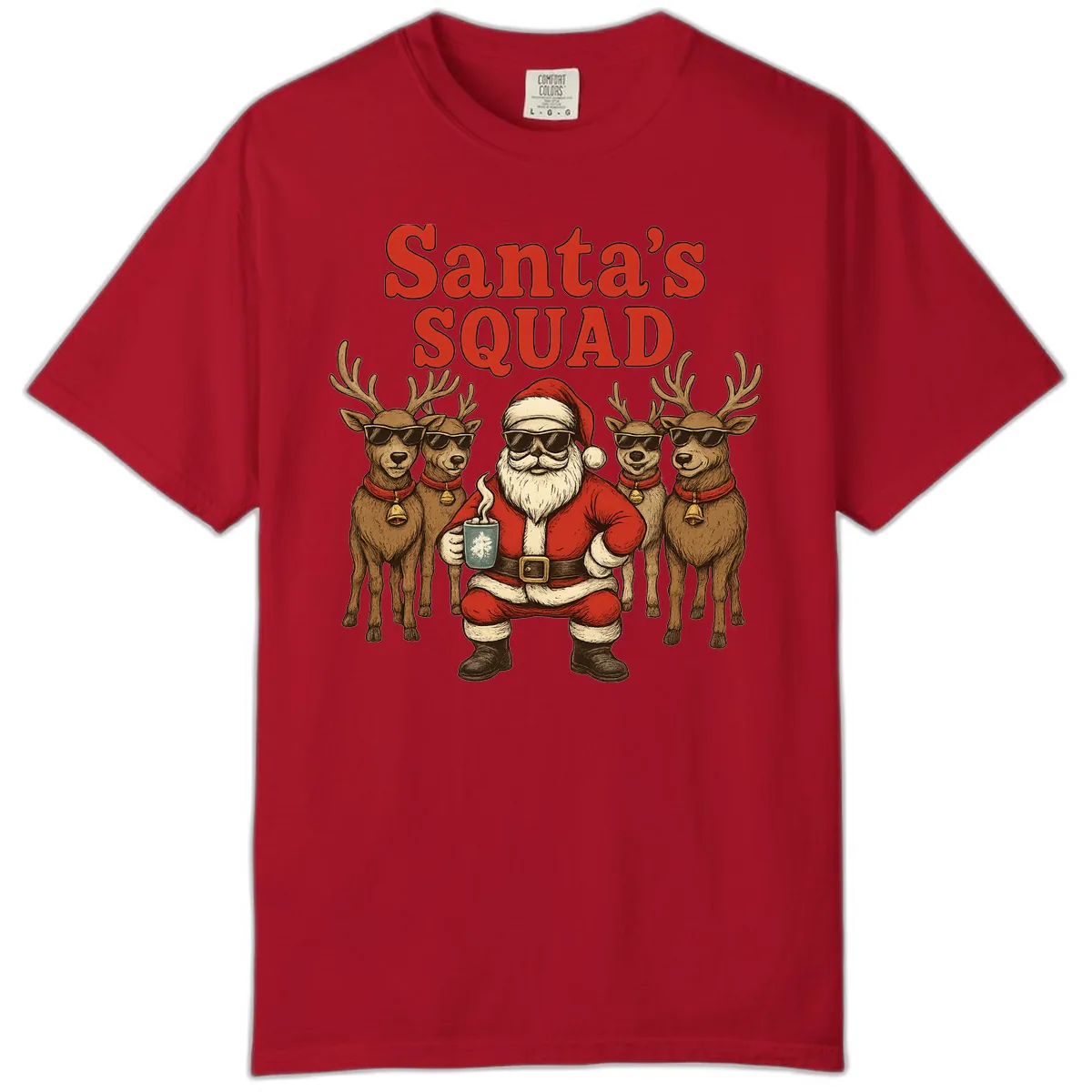 Santa's Cool Squad Holiday Graphic Comfort Color in Red