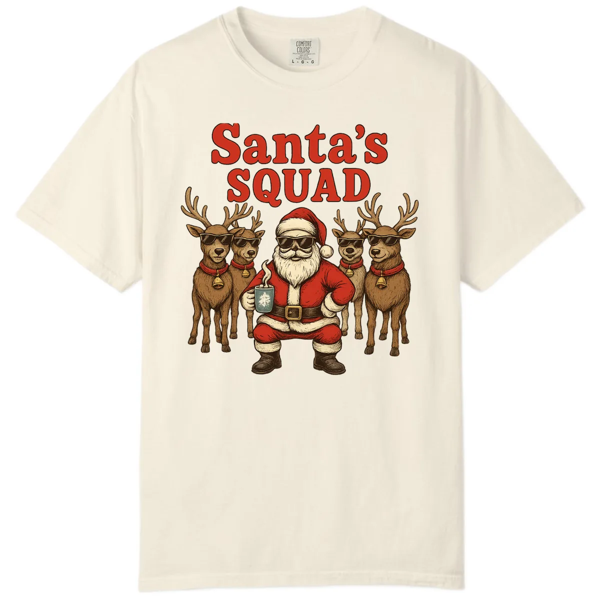 Santa's Cool Squad Holiday Graphic Comfort Color in Ivory