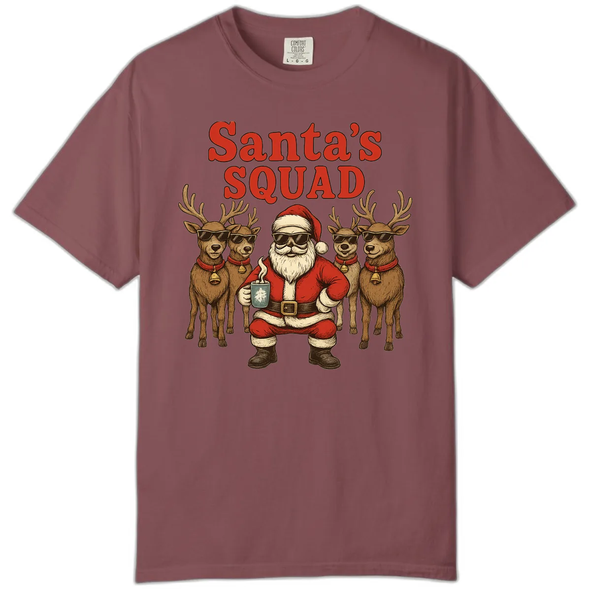 Santa's Cool Squad Holiday Graphic Comfort Color in Brick
