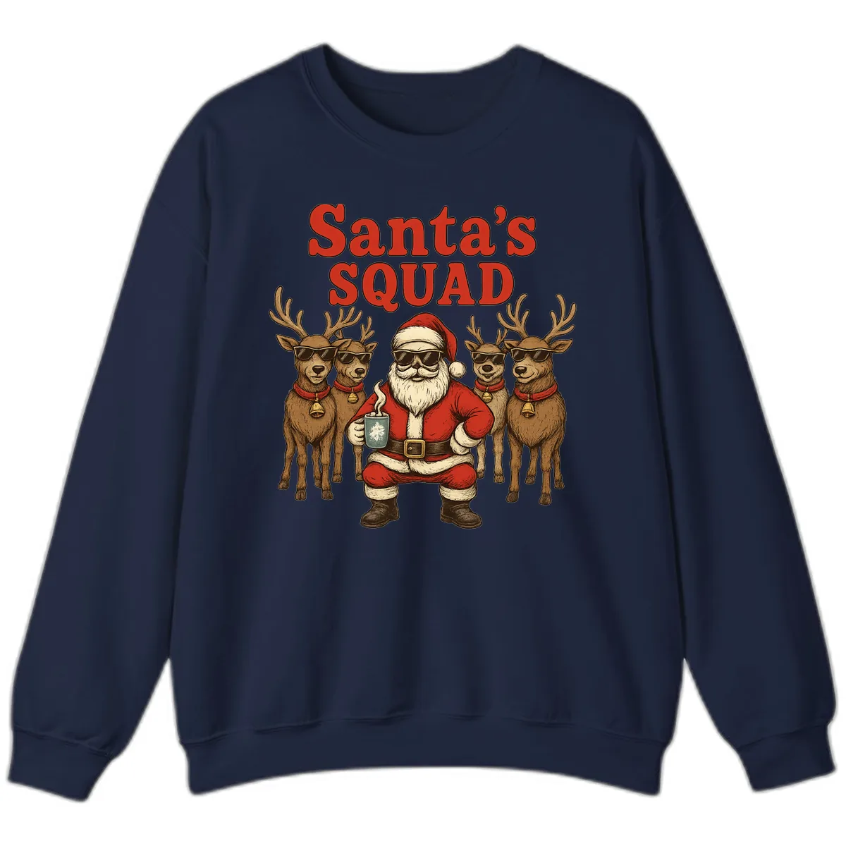 Santa's Cool Squad Holiday Graphic Sweatshirt in Navy
