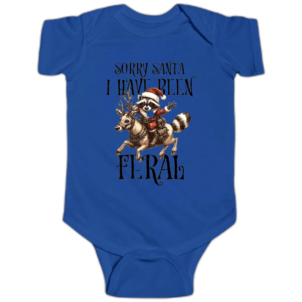 Sorry Santa I Have Been Feral Raccoon Baby Onesie in Royal