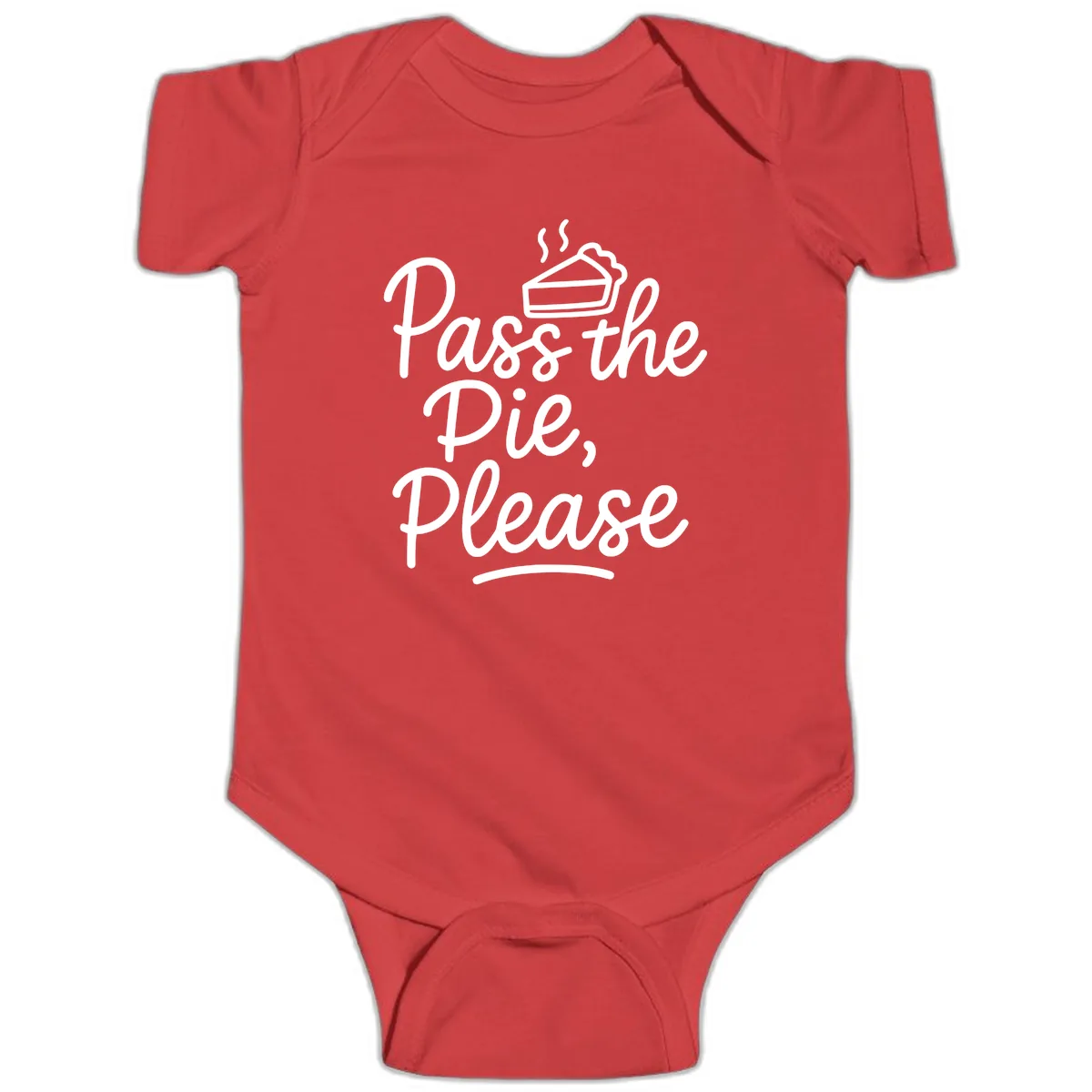 Pass The Pie Please Thanksgiving Quote Baby Onesie in Red