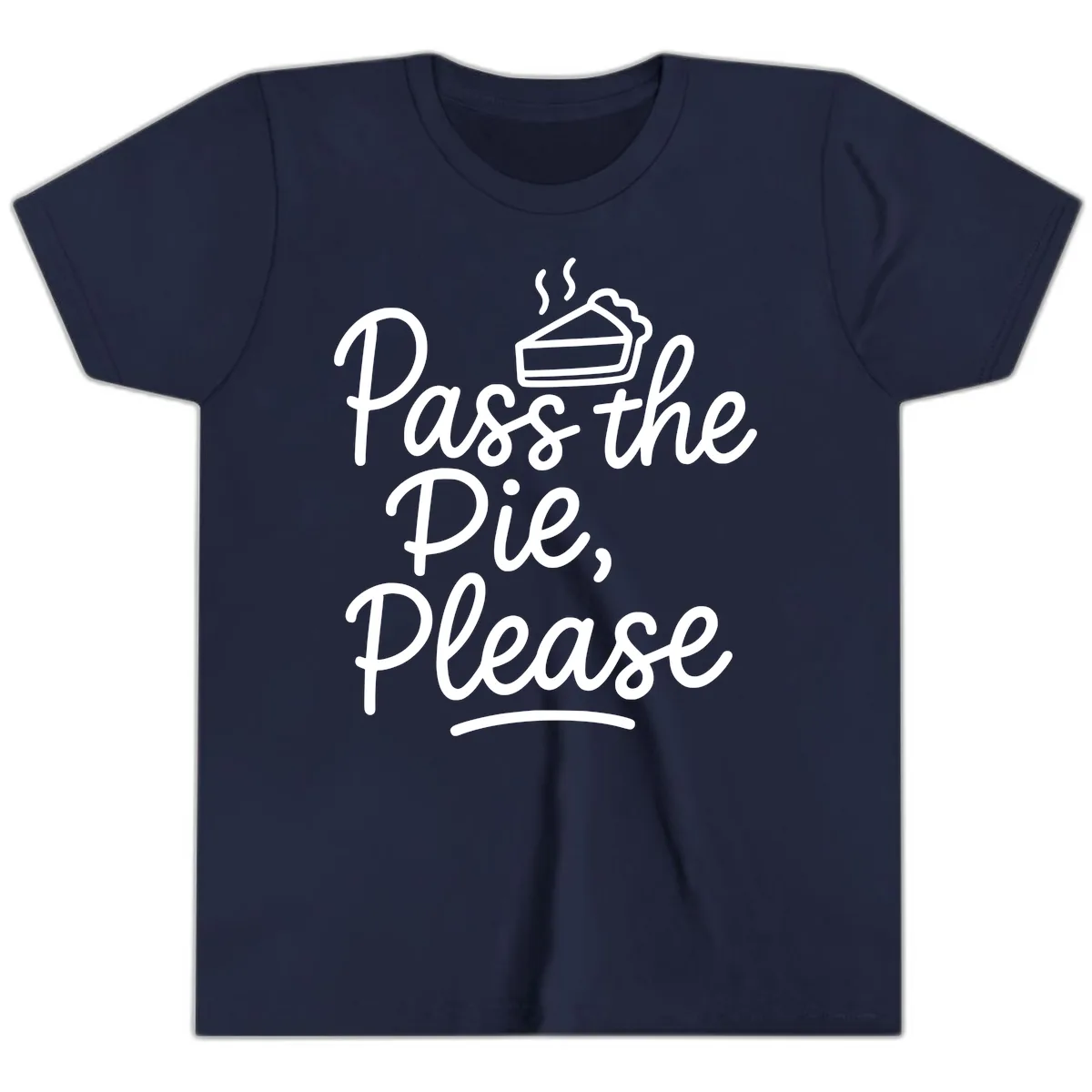 Pass The Pie Please Thanksgiving Quote Youth T-Shirt in Navy