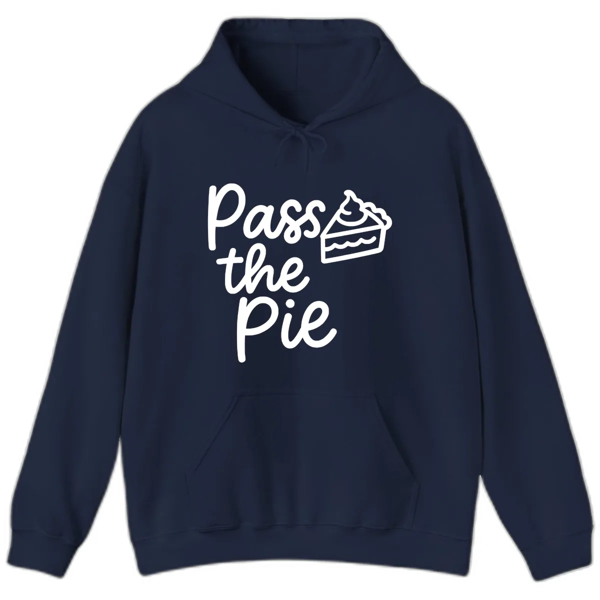Pass The Pie Typography Hoodie in Navy