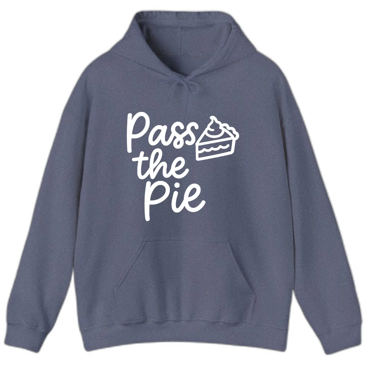 Pass The Pie Typography Hoodie in Heather Navy