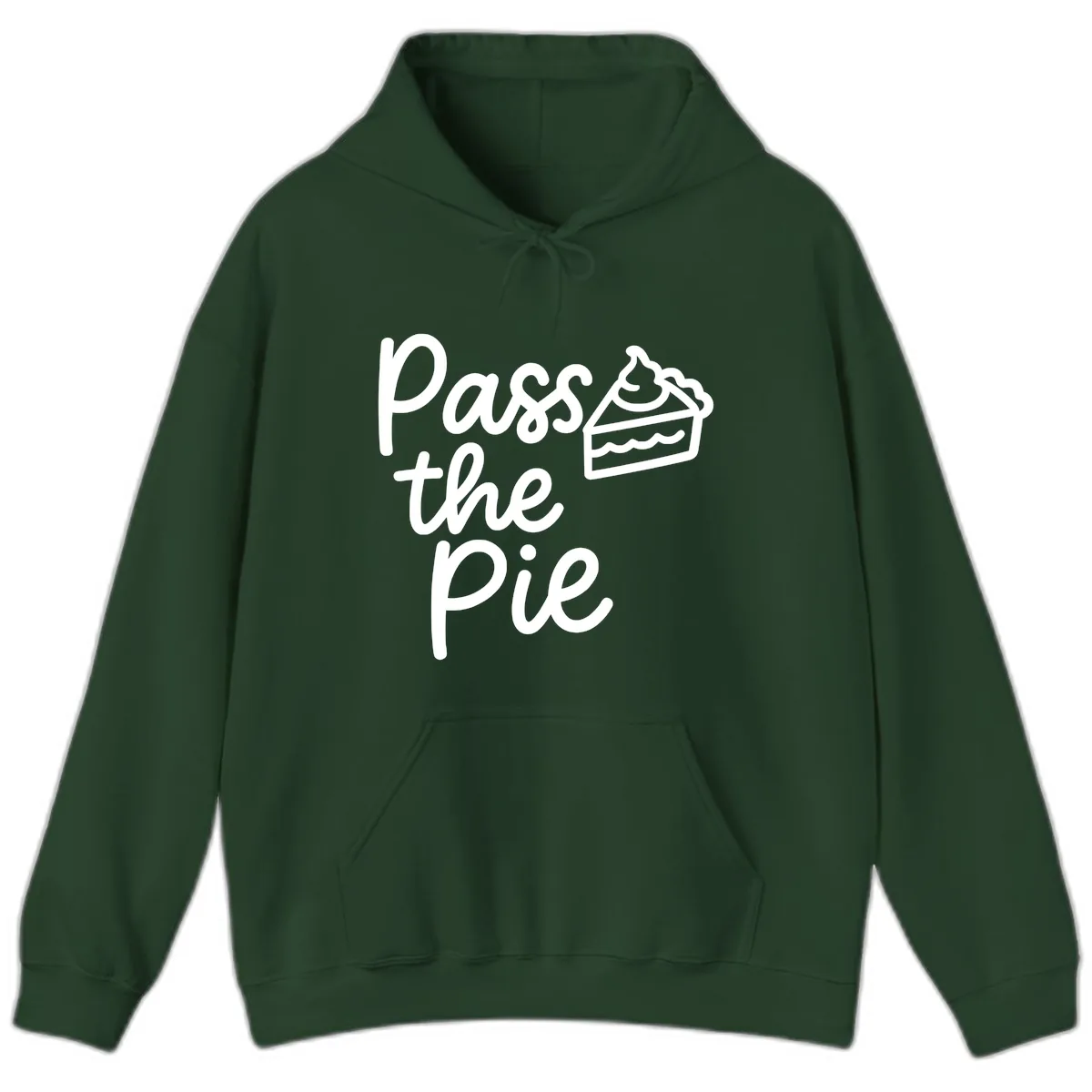 Pass The Pie Typography Hoodie in Forest Green