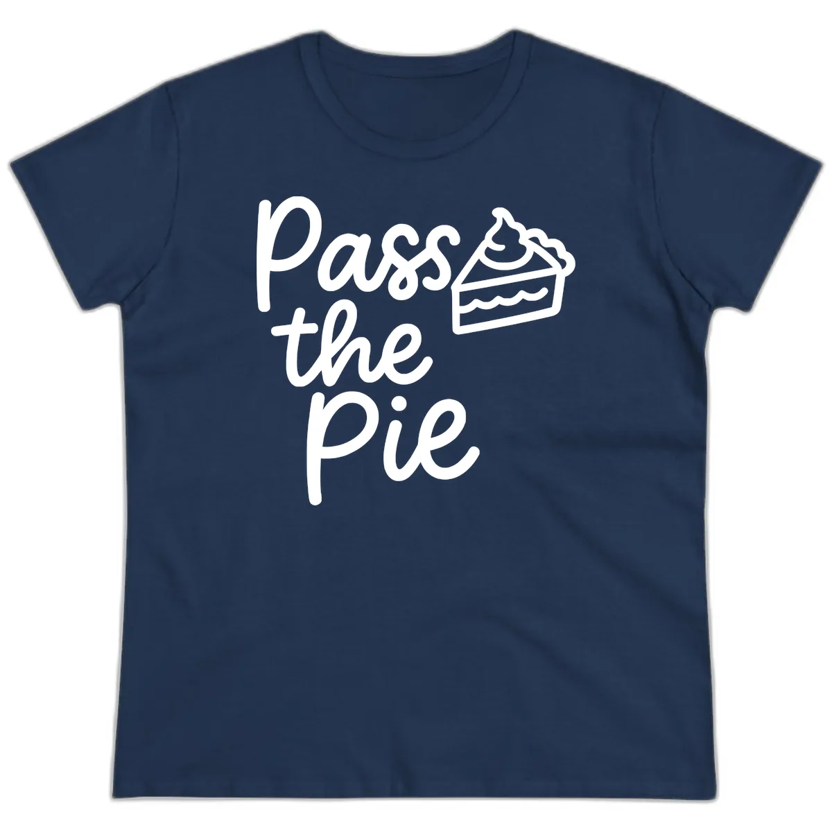 Pass The Pie Typography Ladies Tee in Navy