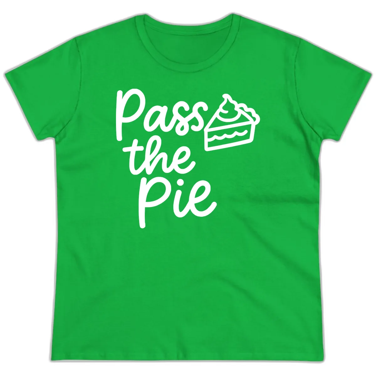 Pass The Pie Typography Ladies Tee in Irish Green