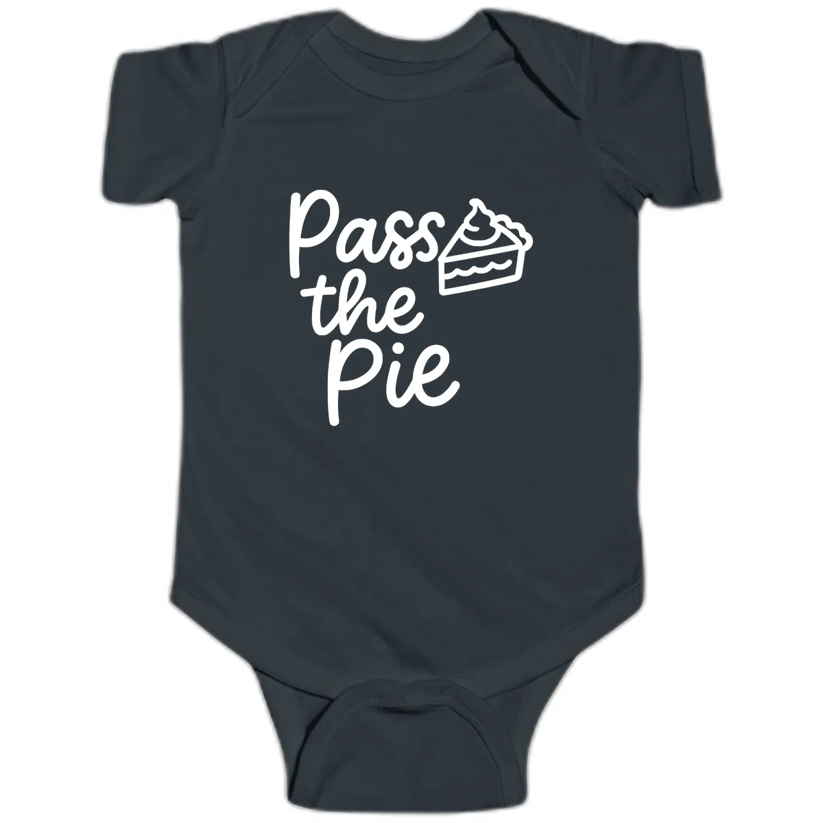Pass The Pie Typography Baby Onesie in Black