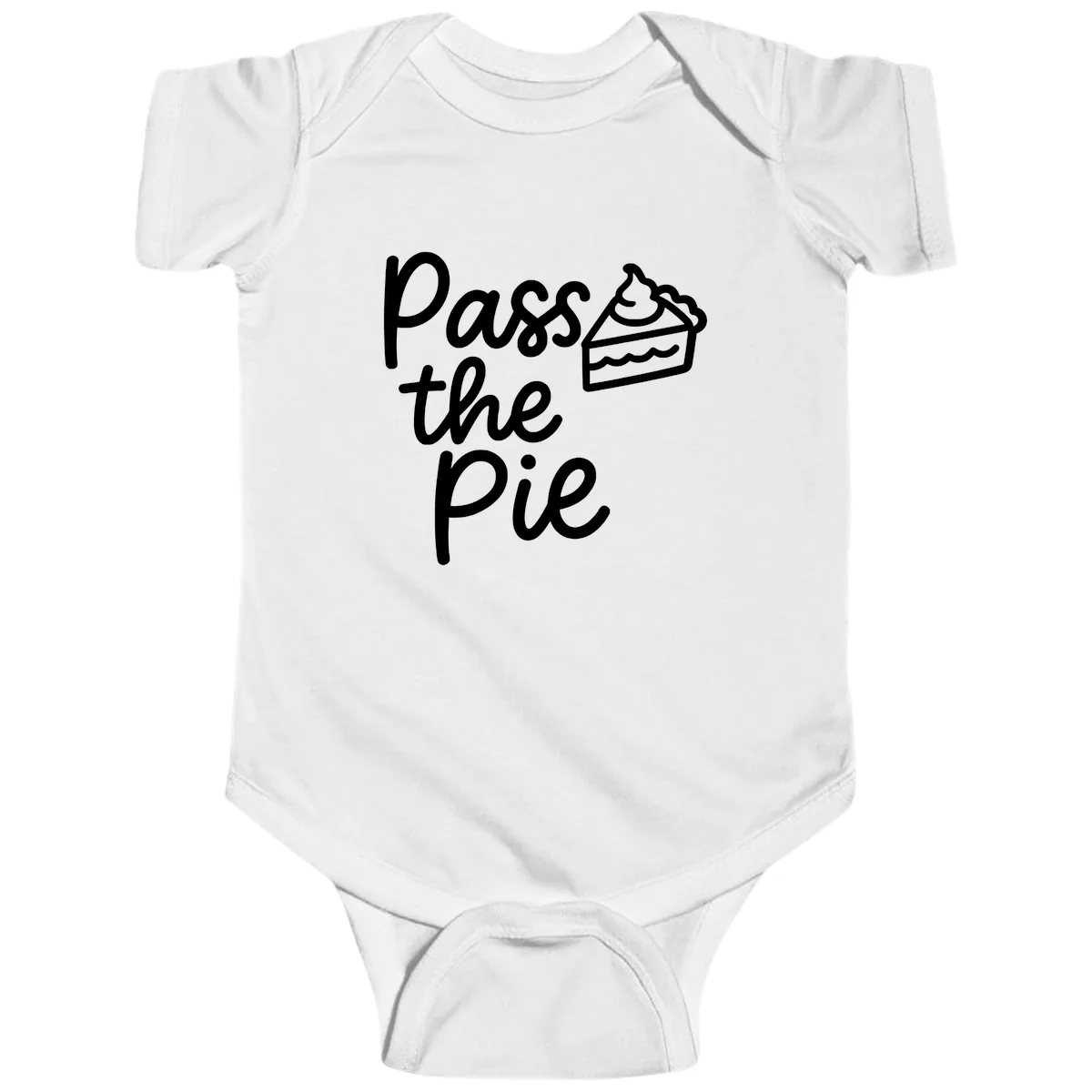 Pass The Pie Typography Baby Onesie in White