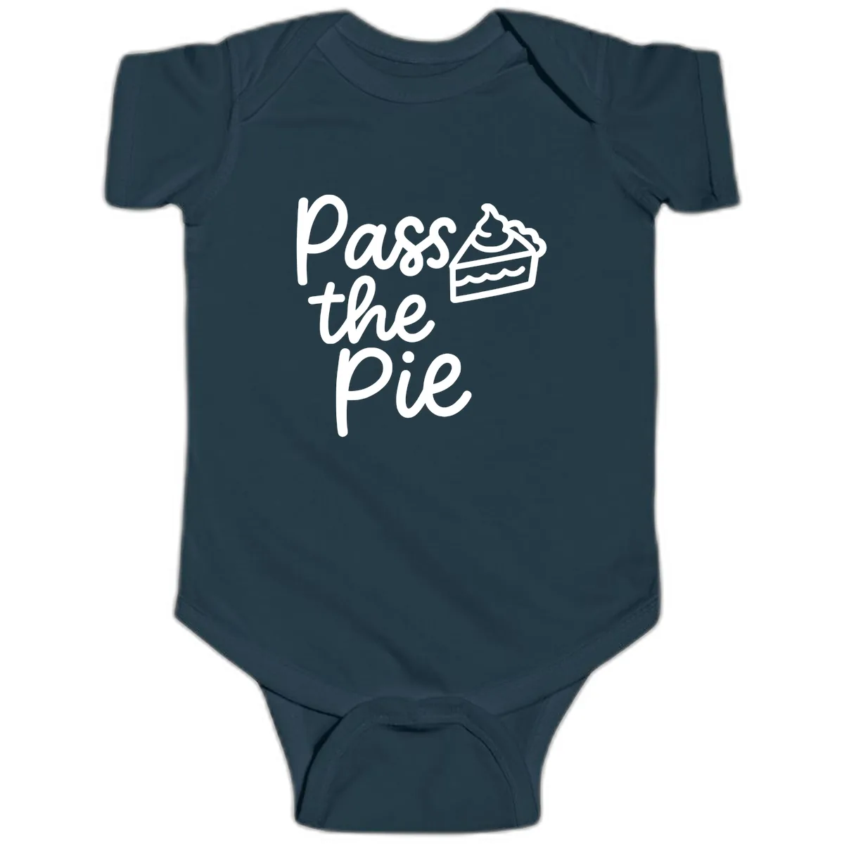 Pass The Pie Typography Baby Onesie in Navy