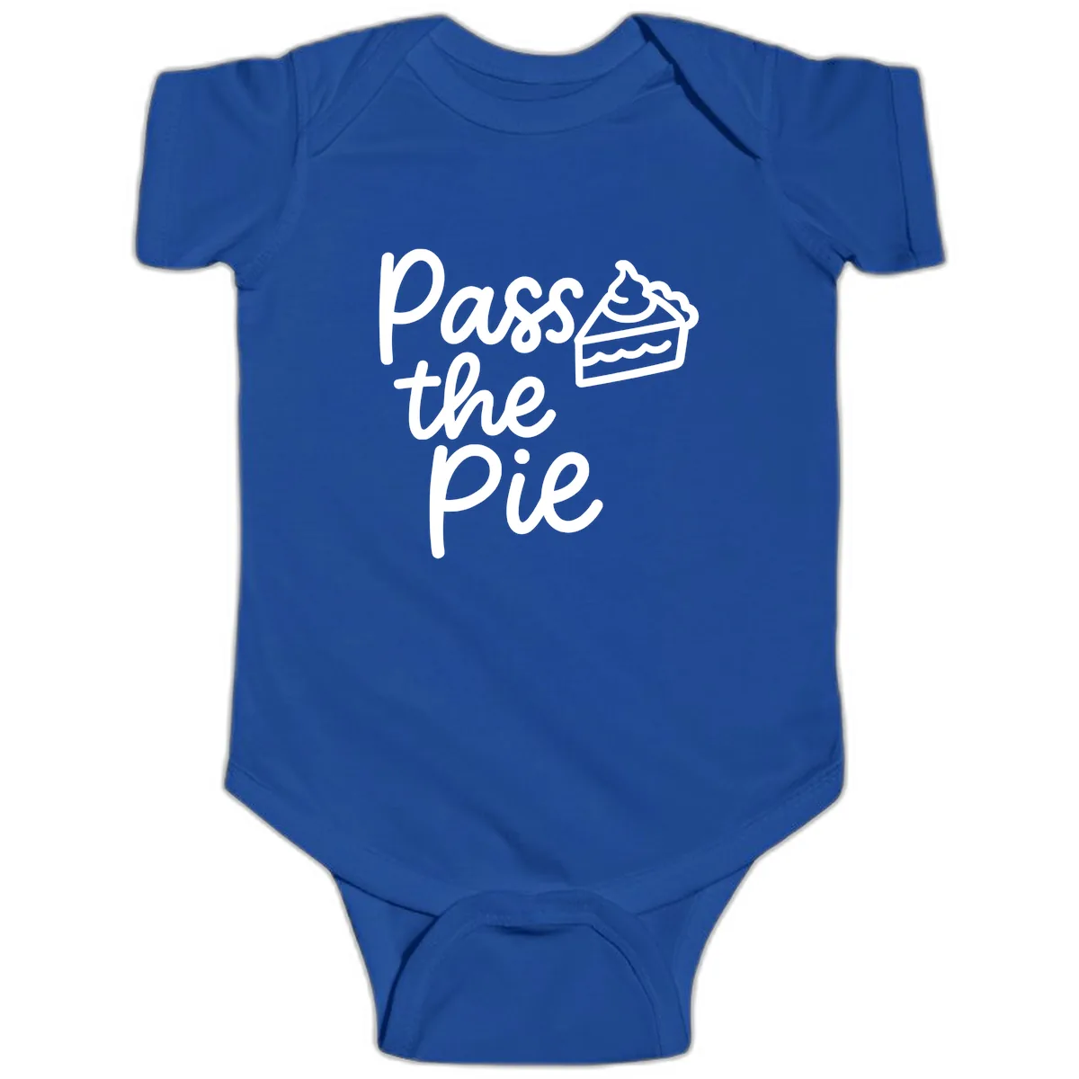 Pass The Pie Typography Baby Onesie in Royal