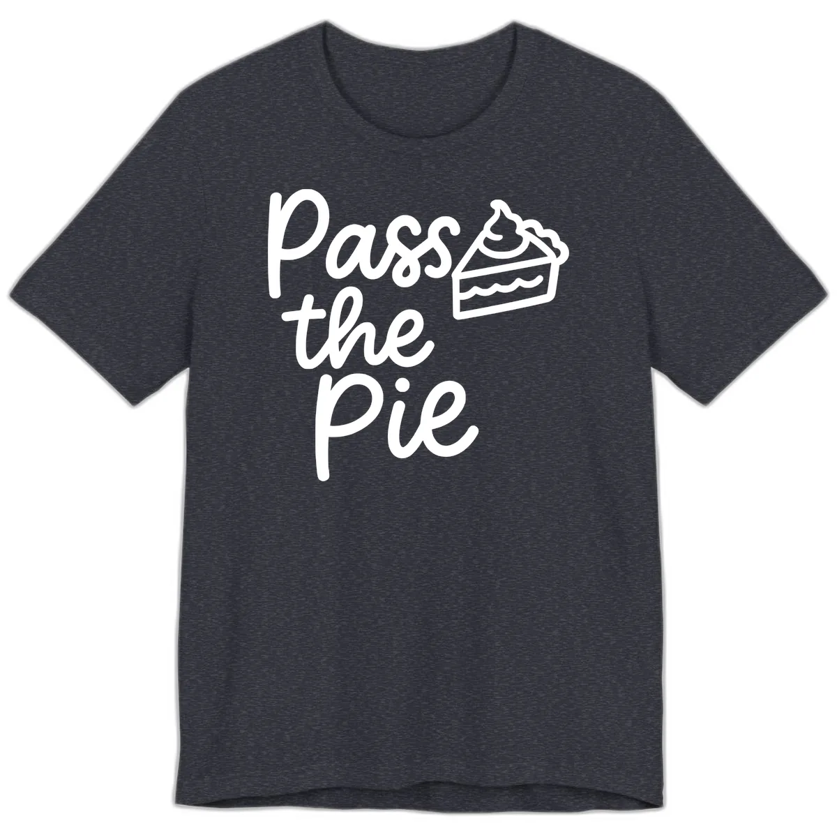 Pass The Pie Typography Premium T-Shirt in Heather Navy