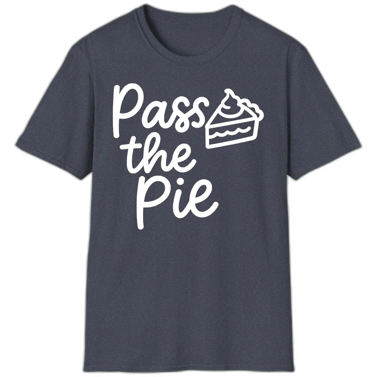 Pass The Pie Typography T-Shirt in Heather Navy