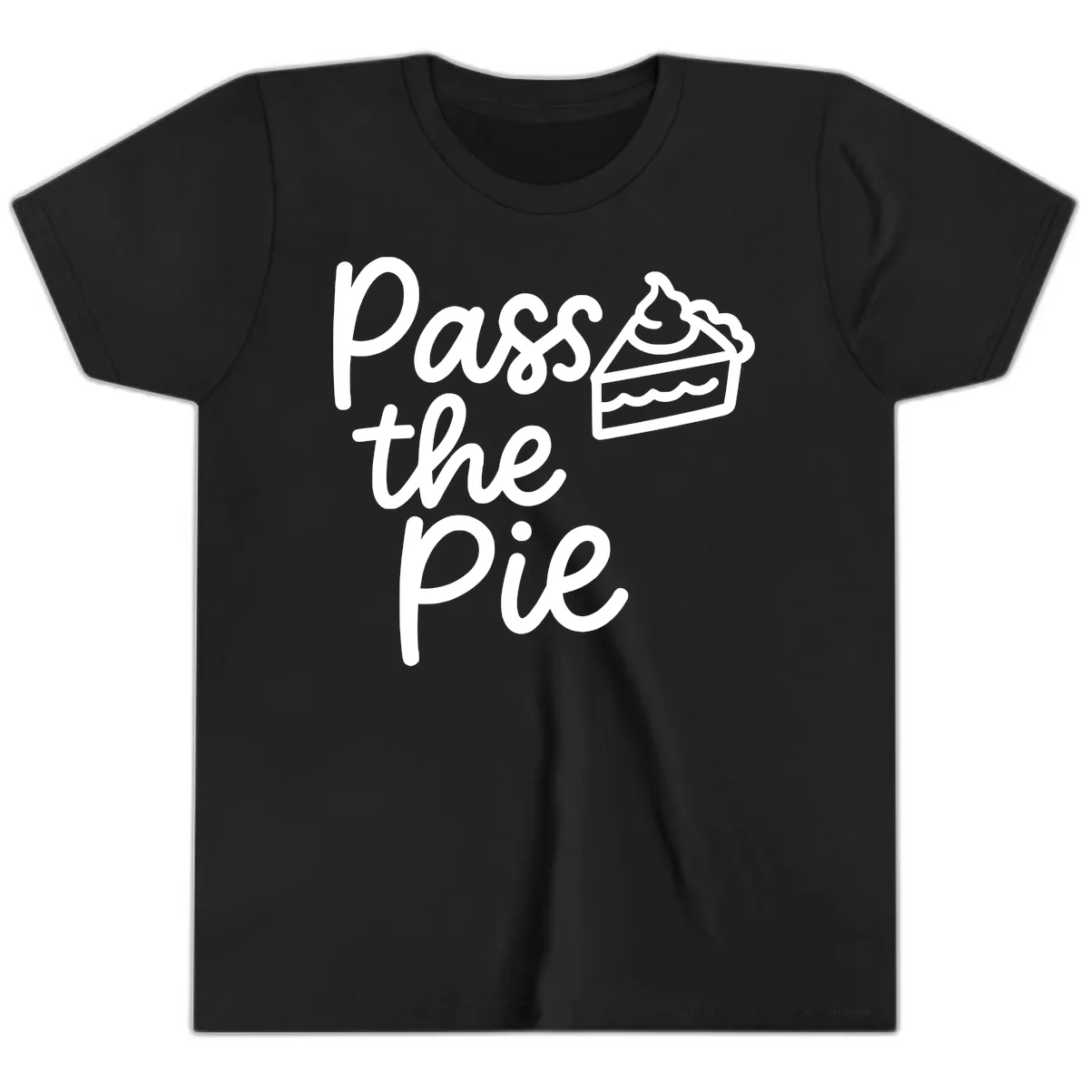 Pass The Pie Typography Youth T-Shirt in Black